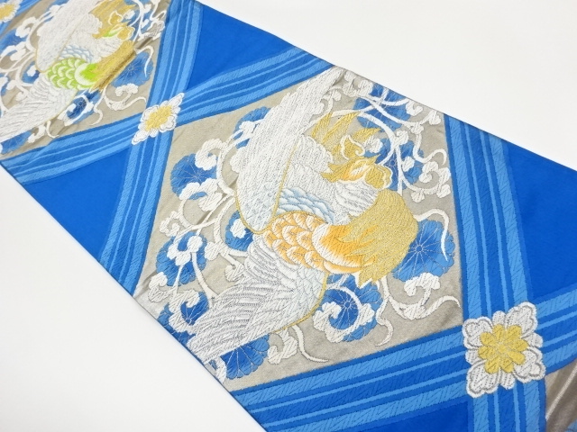JAPANESE FUKURO OBI / WOVEN FLOWER & BIRD